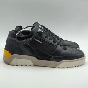 Diesel S-RUA LOW90 Shoes Mens Size 9.5 Black Leather Chunky Casual Sneakers